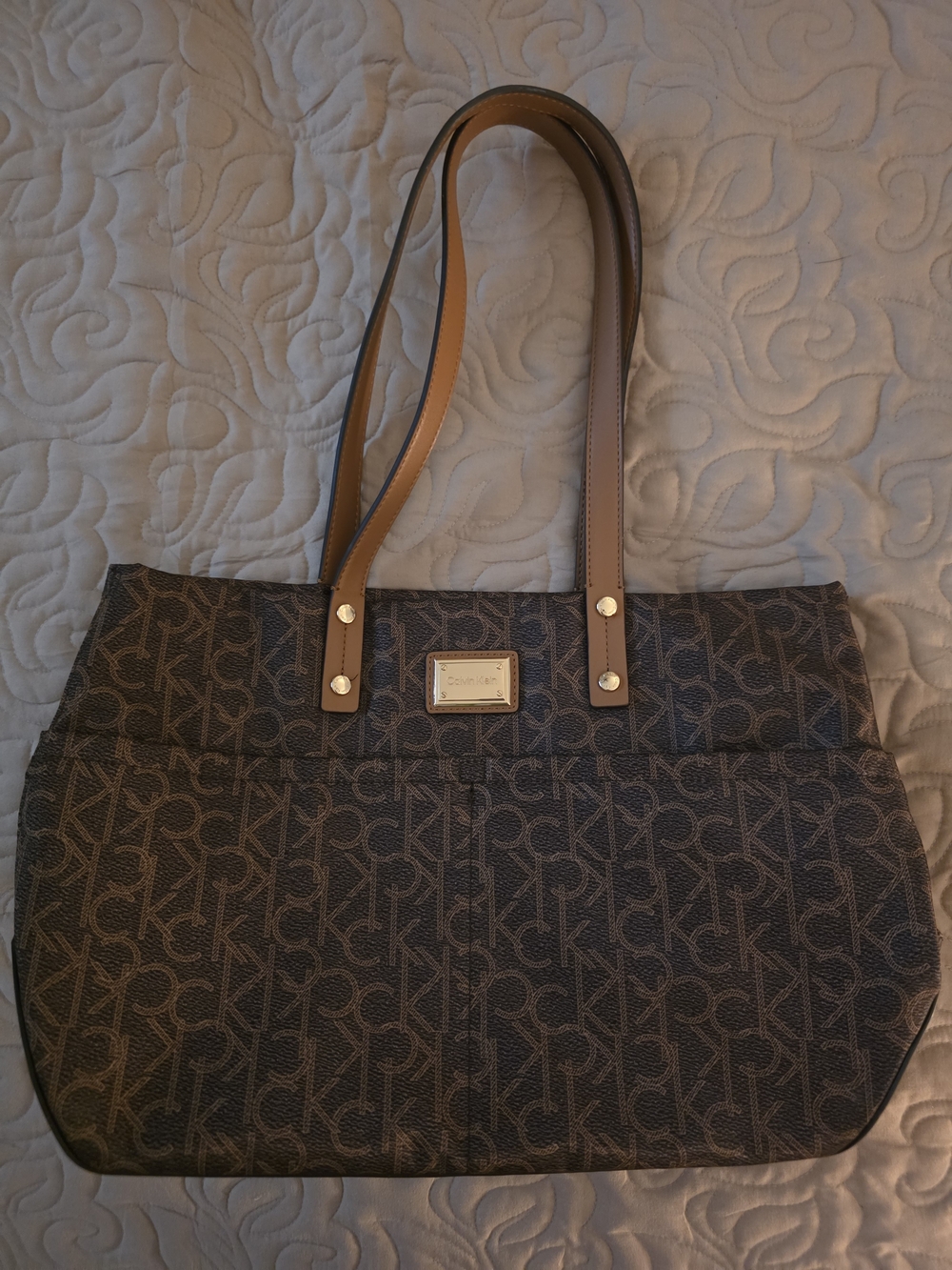 Calvin Klein Brown Monogram Tote Bag